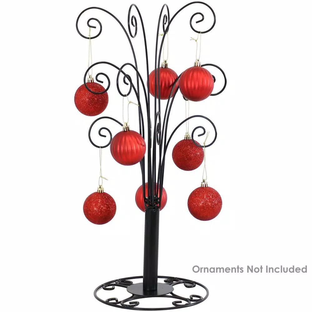 Sunnydaze Decor Gloria 20 in. Black Metal Christmas Ornament Stand with 20 Hooks
