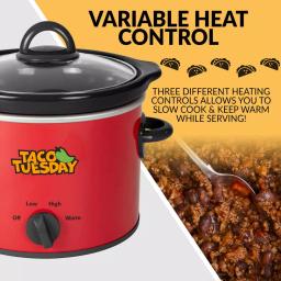 Taco Tuesday 2 Qt. Fiesta Slow Cooker with Variable Heat Control, Red thumbnail 7