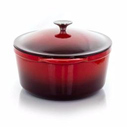 MegaChef 7 Qt. Oval Enameled Cast Iron Casserole Dish with Lid, Red thumbnail 4