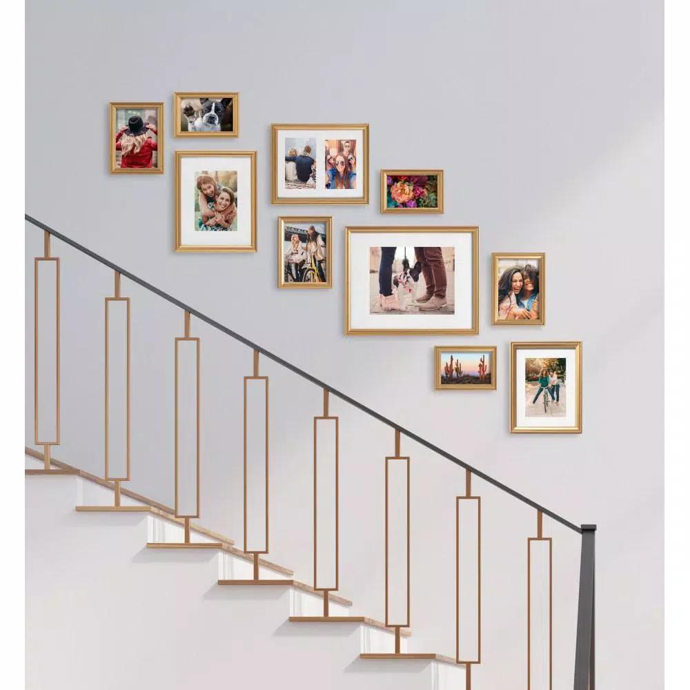 Kate and Laurel Adlynn Gold Gallery Wall Picture Frame Set, 10-Piece Glam Decor