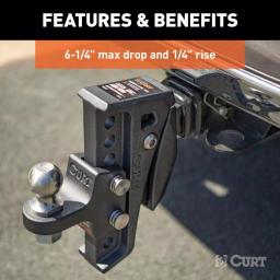 CURT Rebellion XD Adjustable Cushion Hitch Ball Mount with ShockDrop Technology thumbnail 6