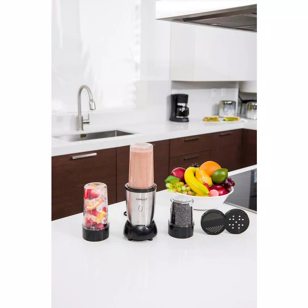 PREMIUM 9-Piece 19 oz. Personal Blender Set with Stainless Steel Blades, Silver