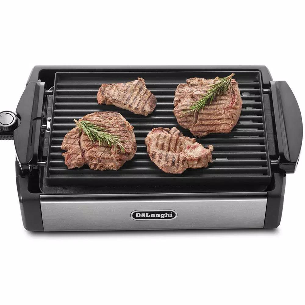 DeLonghi BGR50 2-in-1 Reversible Indoor Countertop Grill and Griddle, 140 sq. in., Stainless Steel