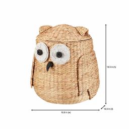 StyleWell Light Brown Owl Water Hyacinth Woven Decorative Basket with Lid thumbnail 2