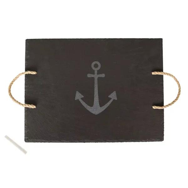 Cathy's Concepts Anchor Slate Serving Tray with Hemp Handles and Soapstone Chalk