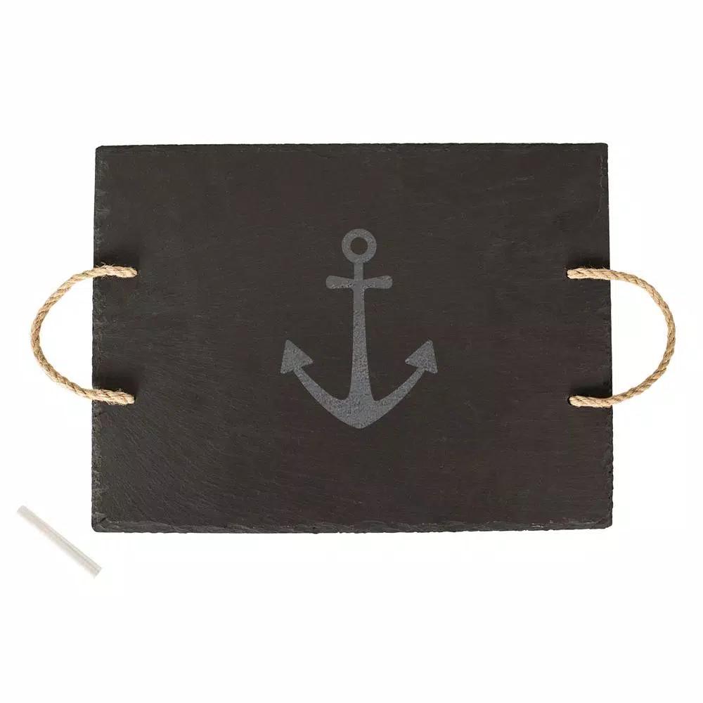 Cathy's Concepts Anchor Slate Serving Tray with Hemp Handles and Soapstone Chalk