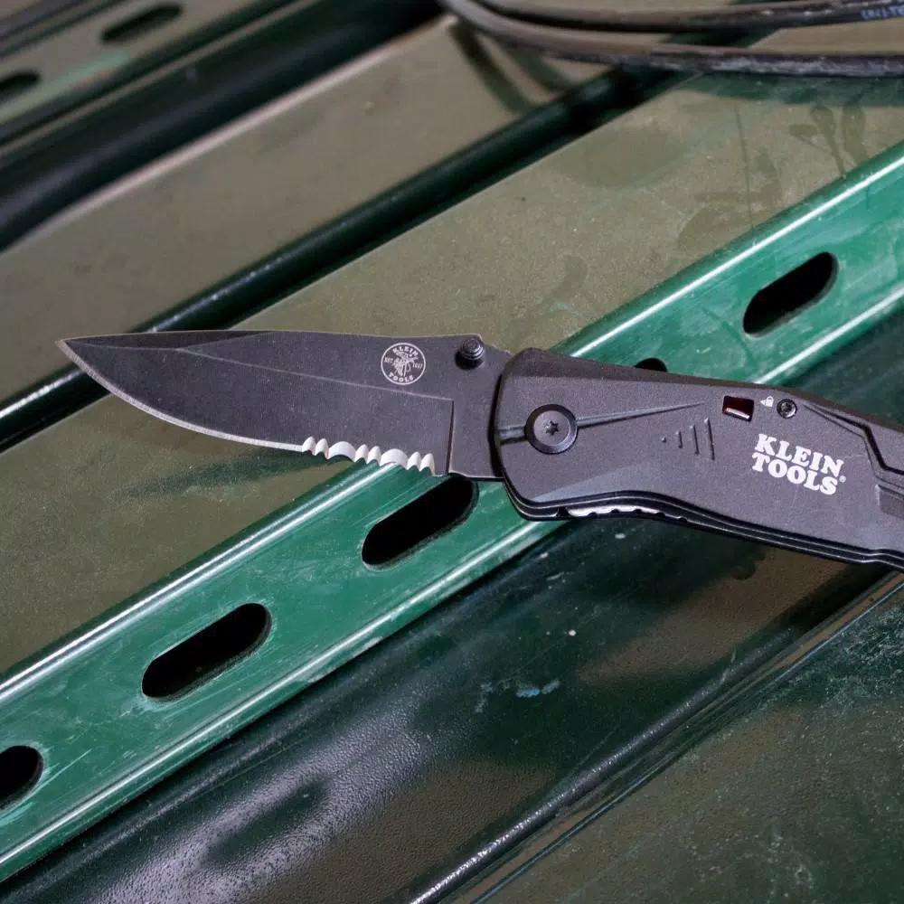 Klein Tools Klein Spring-Assisted Opening Folding Pocket Knife with 440C Stainless Steel Drop Point Blade