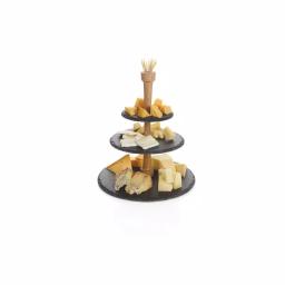 Boska 3-Tier Slate and Oak Cheese Party Tower Serving Tray thumbnail 4