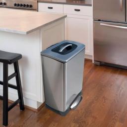 Household Essentials TK Krusher 10 Gallon Manual Trash Compactor Step Bin, Stainless Steel thumbnail 2