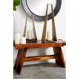 LITTON LANE Large Gold Metal Candle Lantern with Textured Hurricane Glass, 23.5 in thumbnail 1