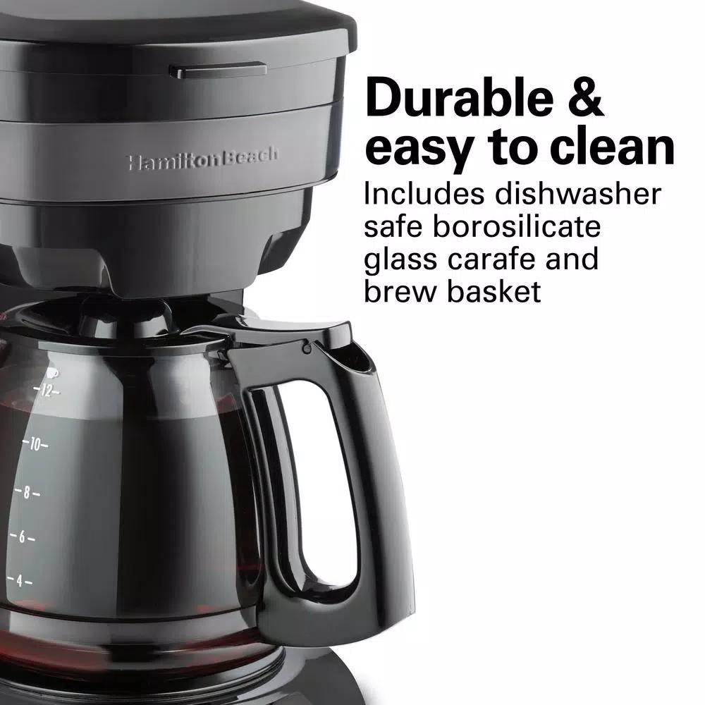 Hamilton Beach 12-Cup Programmable Drip Coffee Maker with Black Stainless Steel Accents