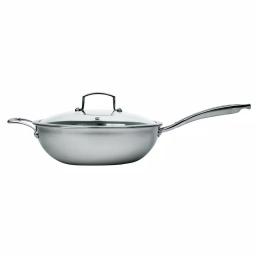 MasterPan 11 in. 3-Ply Stainless Steel Non-Stick Wok with Glass Lid thumbnail 4