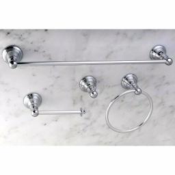 Kingston Brass Classic 4-Piece Polished Chrome Bath Hardware Set - Transitional Style thumbnail 2