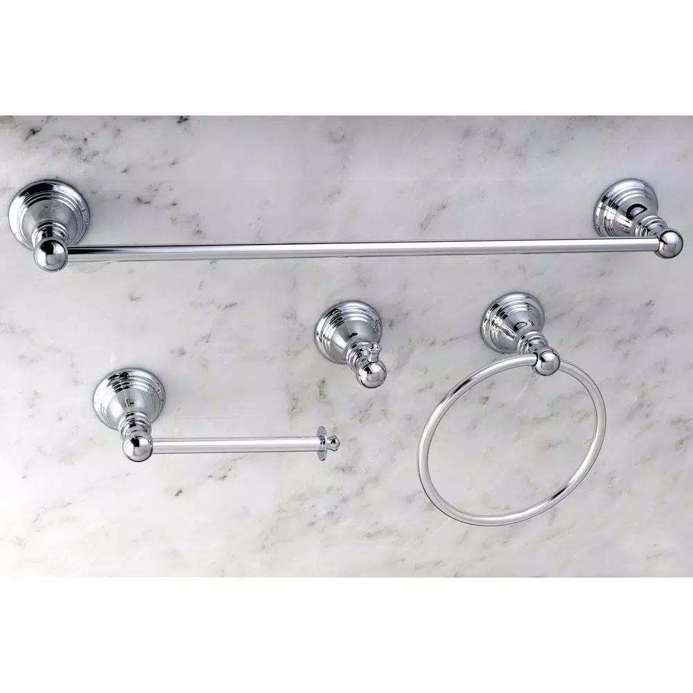 Kingston Brass Classic 4-Piece Polished Chrome Bath Hardware Set - Transitional Style