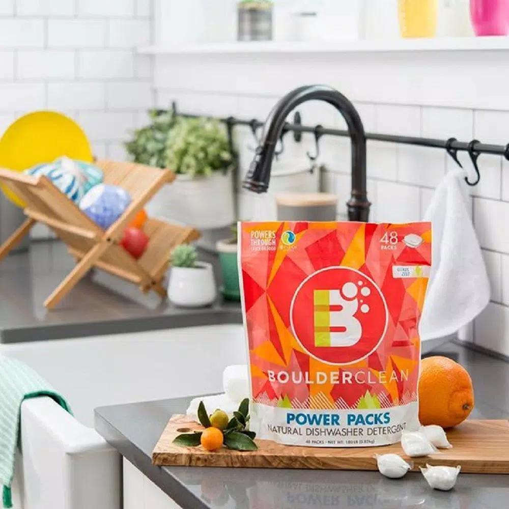 BOULDER CLEAN Clean Natural Dishwasher Detergent Power Packs Citrus Zest, 48-Count