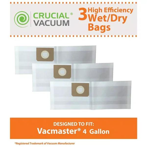 Think Crucial Replacement Vacuum Bags for Vacmaster VF408 Wet/Dry Vacs, Compatible with VFDB, 3-Pack