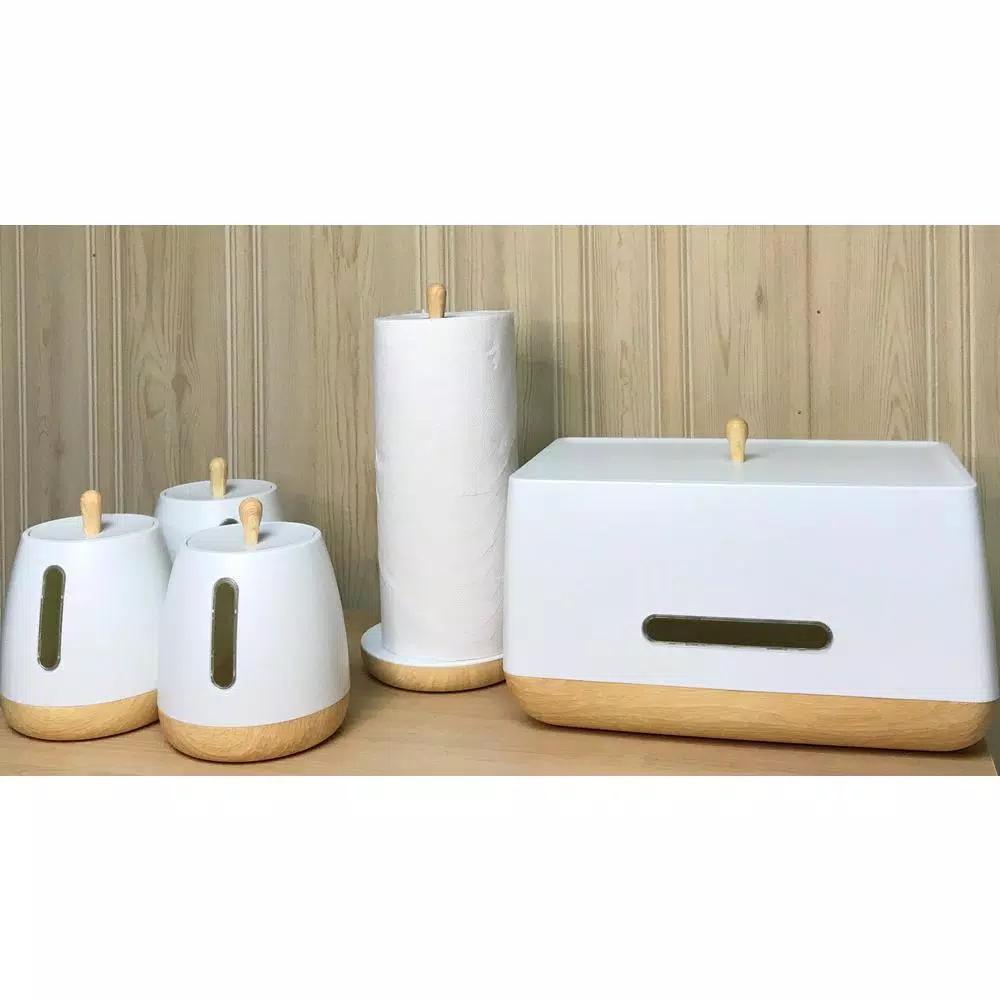 Jiallo European Collection Free-Standing Paper Towel Holder, Modern Scandinavian Design, White