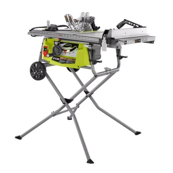 RYOBI 10 in. 15 Amp Expanded Capacity Table Saw with Rolling Folding Stand