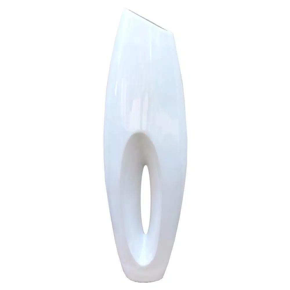 Uniquewise Modern White Magnesium Oxide Large Decorative Floor Vase - 40.5 in.