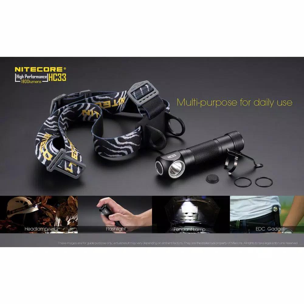 NITECORE HC33 1800 Lumen LED Headlamp Bundle with 2 Batteries and Dual USB Charger
