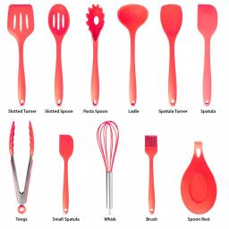 MegaChef 12-Piece Red Silicone Kitchen Utensil Set thumbnail 7