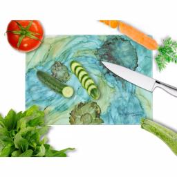 Caroline's Treasures Abstract Teal Flowers Tempered Glass Cutting Board, Heat Resistant, 15 x 15 in thumbnail 2