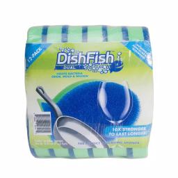 DishFish Dual Scrubber Sponge, Non-Scratch Cleaning Foam, 12-Pack thumbnail 1