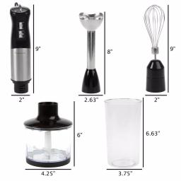 Classic Cuisine 4-in-1 Immersion Blender Set with Chopper and Whisk, 6-Speed, 400W, Black thumbnail 2