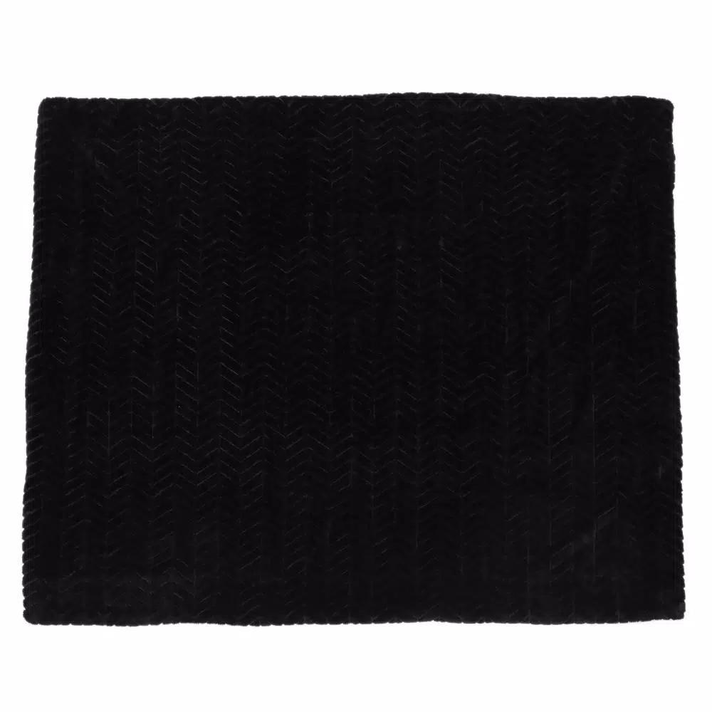 Noble House Toscana Black Faux Fur Throw Blanket, Modern Solid Pattern, 50 x 60 in.