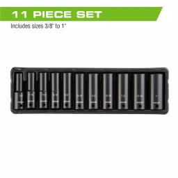Arcan AS21211SD 1/2 in. Drive Deep SAE Impact Socket Set, 11-Piece thumbnail 2