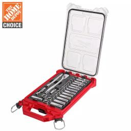 Milwaukee 3/8 in. Drive Metric Ratchet and Socket Set with PACKOUT Compact Organizer, 32-Piece thumbnail 1