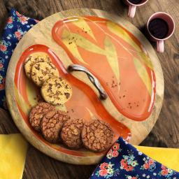 Gibson Elite Philomena 16 in. Enameled Mango Wood 2-Section Serving Tray with Handle, Brown thumbnail 4