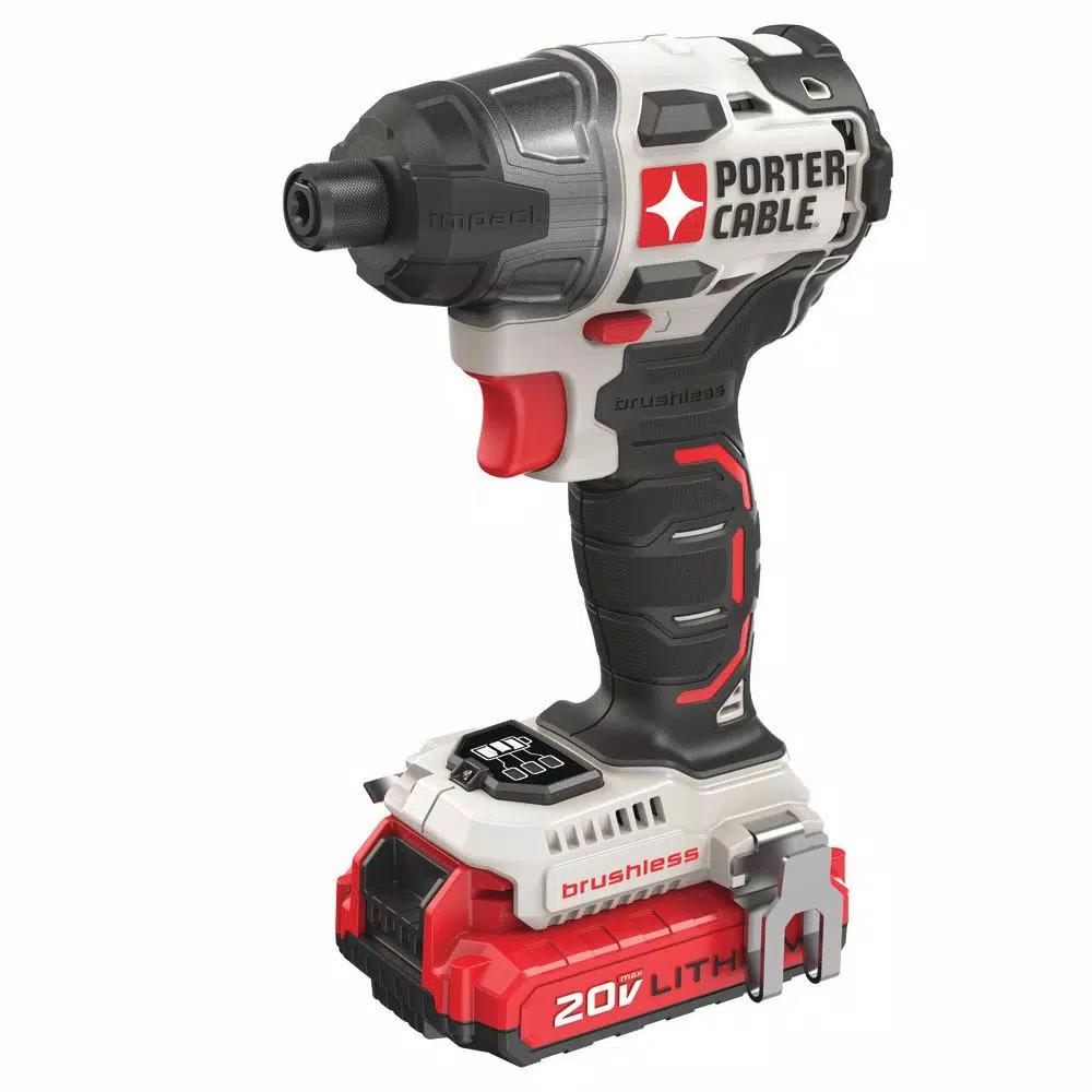 Porter-Cable 20V MAX Brushless Cordless 1/4 in. Impact Driver Kit with 2 1.5 Ah Batteries and Charger
