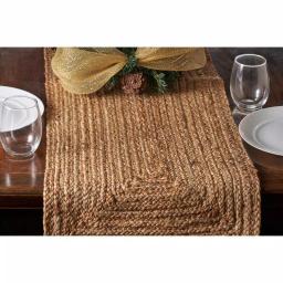 LR Home 80 in. x 16 in. Natural Jute Classic Braided Table Runner thumbnail 3