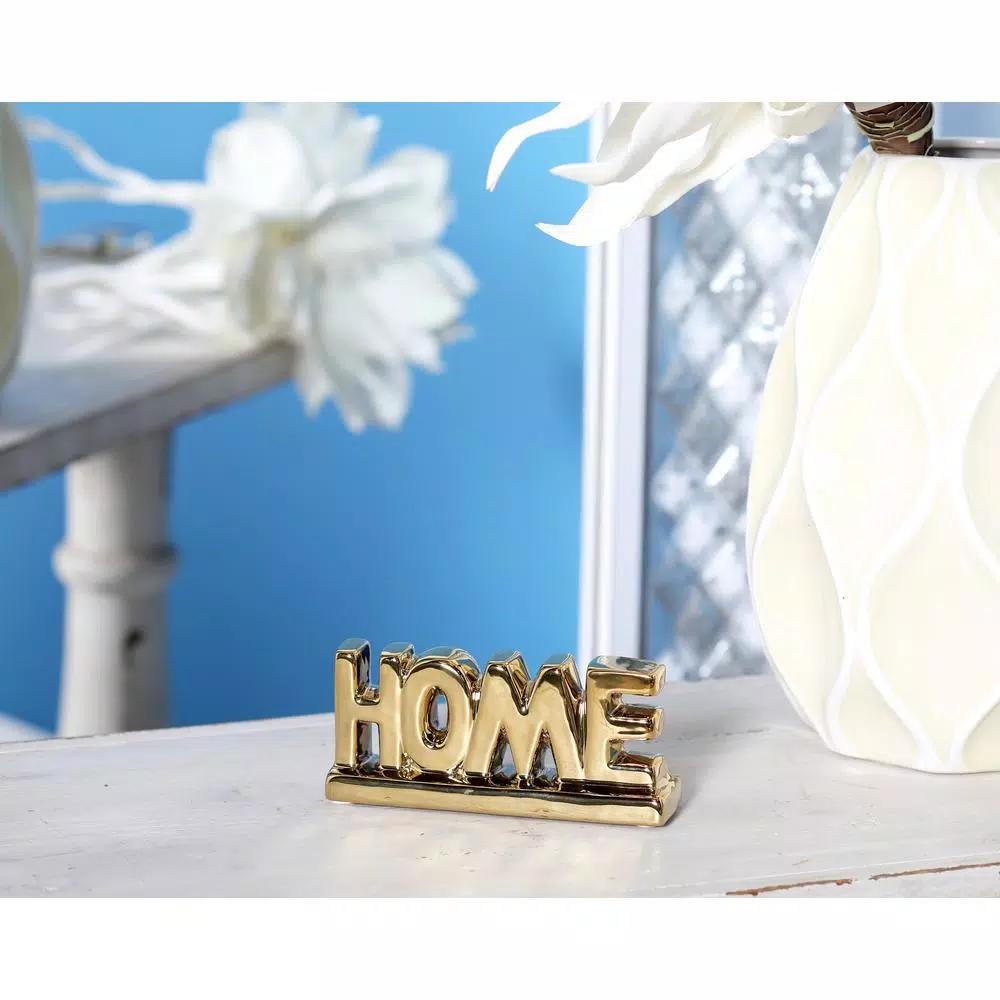 LITTON LANE Porcelain HOME Decorative Sign Set - Gold and Silver Accents