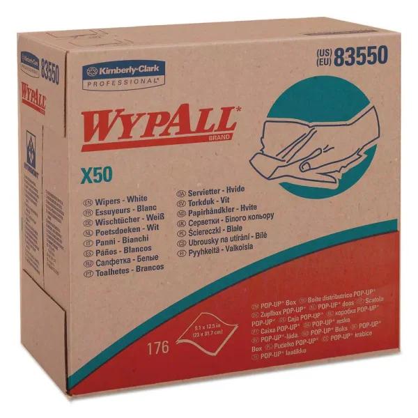WYPAll X50 Reusable Wipes, White Pop-Up Box, 176 Count, 10 Boxes Per Carton