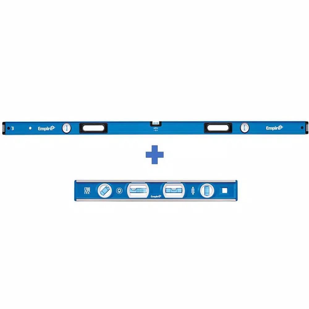 Empire e75 Series True Blue 72 in. Box Level and 12 in. Magnetic Tool Box Level Set