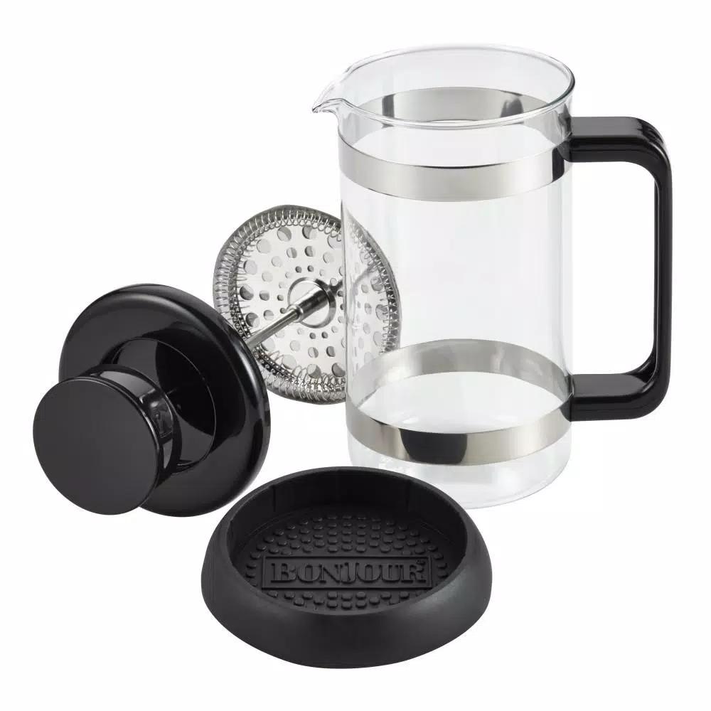 BonJour Coffee & Tea Riviera 8-Cup French Press with Coaster and Scoop, Black