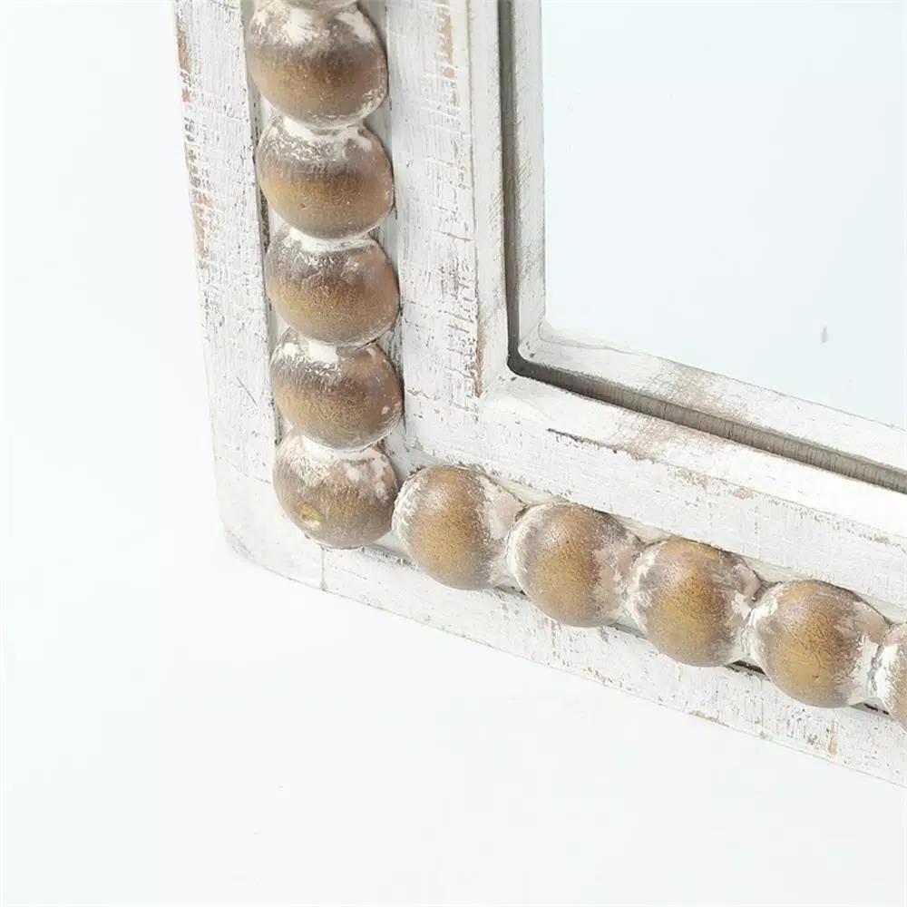 Luxen Home Modern White Arched Cathedral Wall Mirror with Distressed Wood Frame, 39.4 x 18.9 in.
