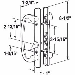 Prime-Line Satin Nickel Diecast Sliding Patio Door Handle Set with Offset Thumb Turn thumbnail 4