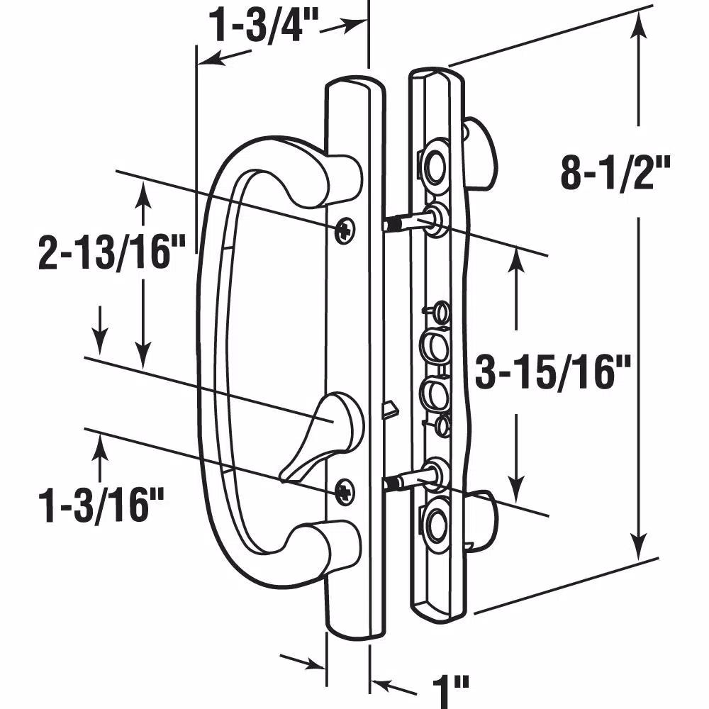 Prime-Line Satin Nickel Diecast Sliding Patio Door Handle Set with Offset Thumb Turn