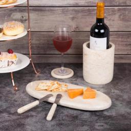 Creative Home Natural Champagne Marble Oval Serving Tray - 14 in. Beige Cheese & Pastry Board thumbnail 6