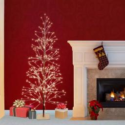 Alpine Corporation 6ft Frosty Flocked Brown Artificial Christmas Tree with Warm White LED Lights thumbnail 2