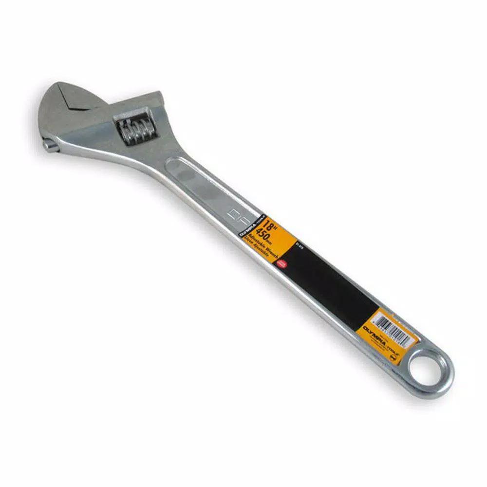 Olympia Tools 18 in. Adjustable Wrench, Hardened Drop Forged Alloy Steel