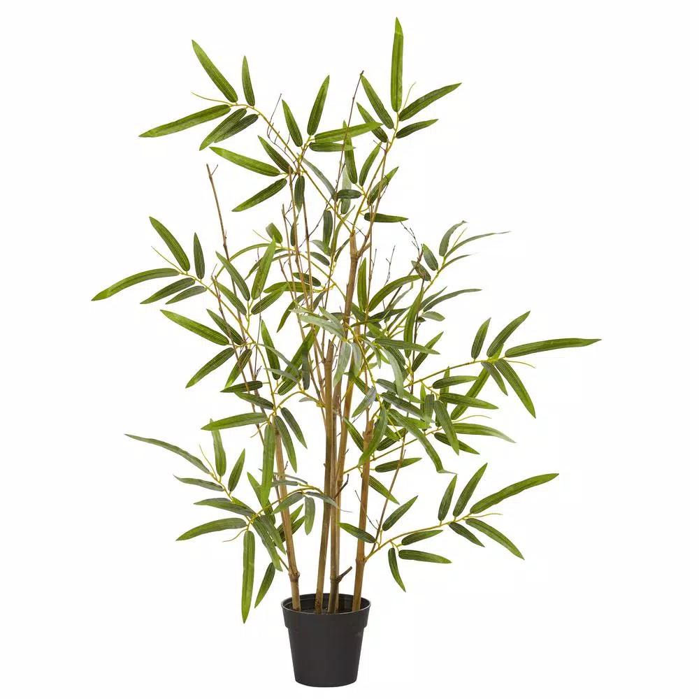 Nearly Natural 28 in. Artificial Bamboo Tree with Black Planter