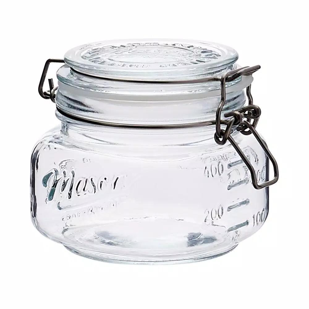 Unbranded 16.9 oz. Glass Kitchen Canister Set with Airtight Wire Clamp Lids (Set of 4)
