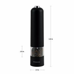 Ovente Electric Salt and Pepper Grinder Set, Battery Operated, Adjustable Coarseness, Black and White thumbnail 8