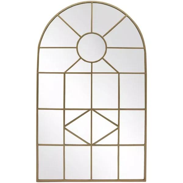 Home Decorators Collection Arched Gold Windowpane Accent Mirror, 24 x 39.3 in.