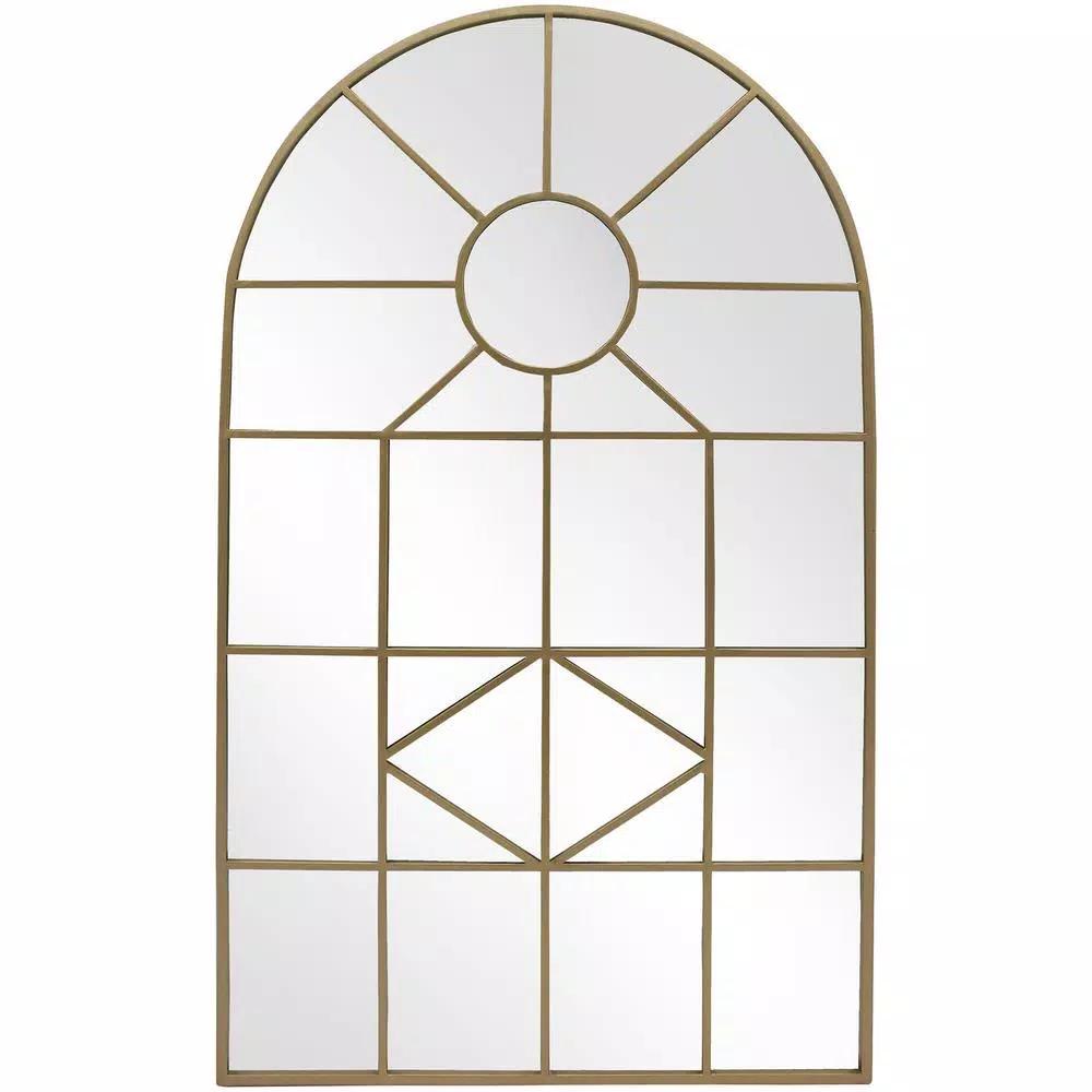 Home Decorators Collection Arched Gold Windowpane Accent Mirror, 24 x 39.3 in.