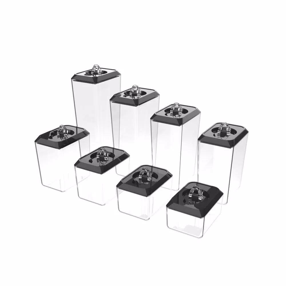 Classic Cuisine 8-Piece Airtight Plastic Food Storage Container Set, Stackable Rectangular Canisters